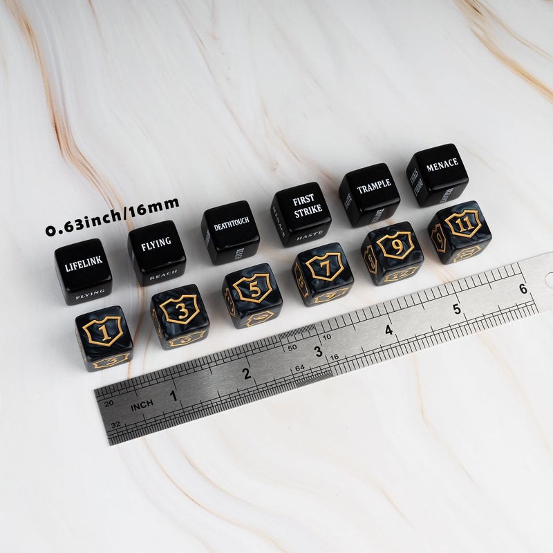 LAMJAM 48 Pcs Abilities Keywords Counter Dice Black Shield MTG Dice Counters Bulk Buff Tokens D6 Dice Set for Magic The Gathering, MTG, TCG, Card Games Accessories - Image 3